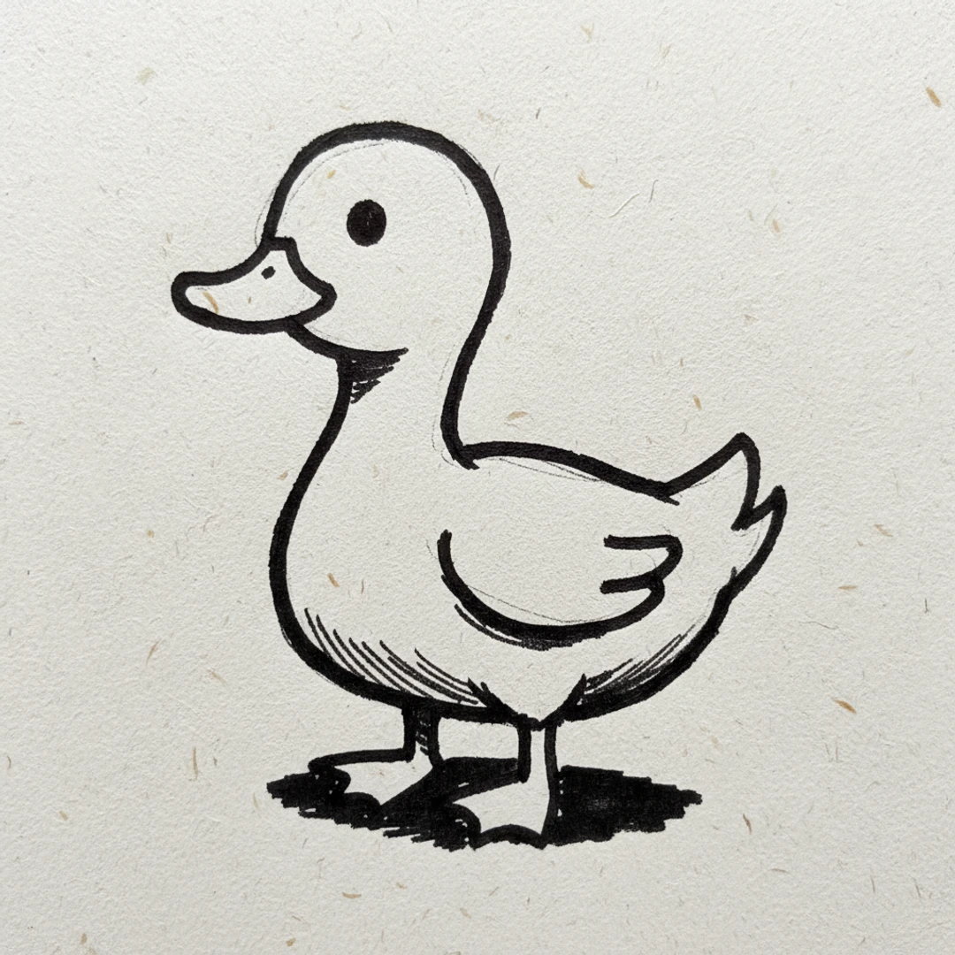 Duck with Marker Pen - easy marker drawing idea