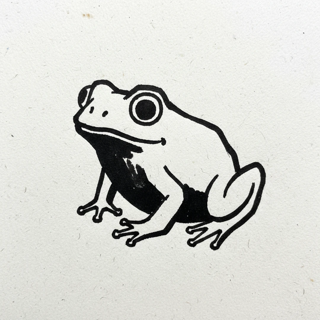 Frog with Marker Pen - easy marker drawing idea