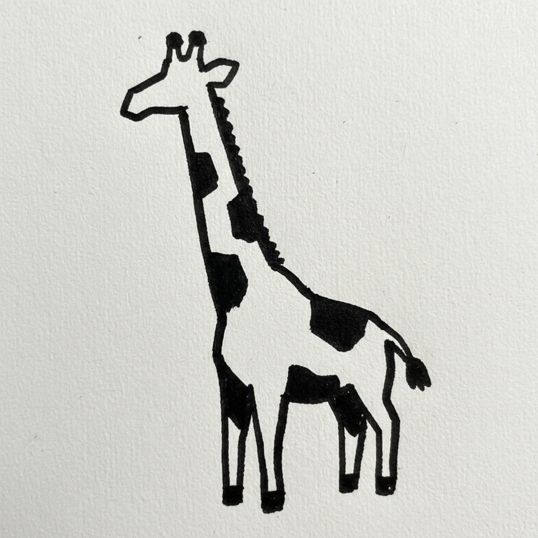 Giraffe with Marker Pen - easy marker drawing idea