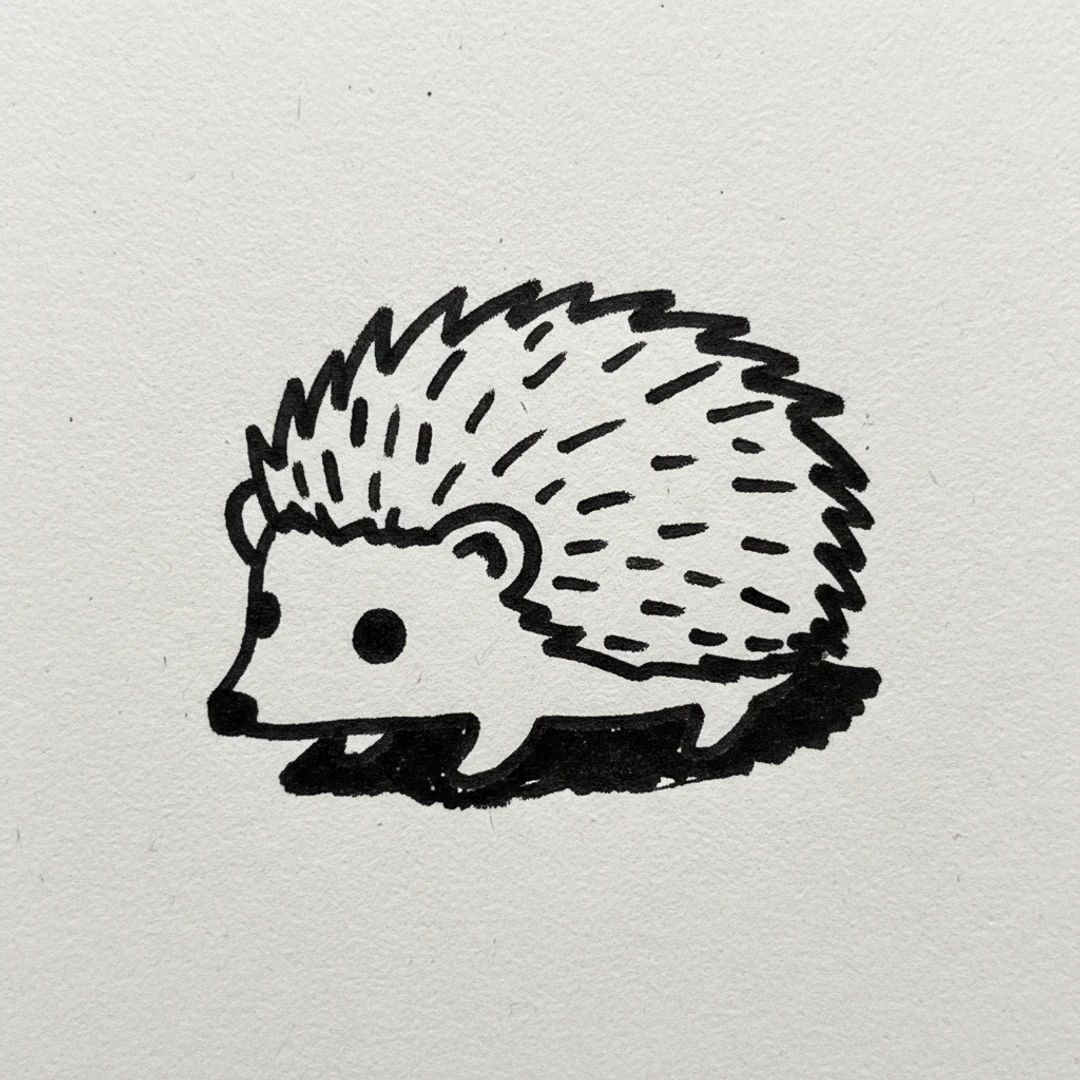 Hedgehog with Marker Pen - easy marker drawing idea
