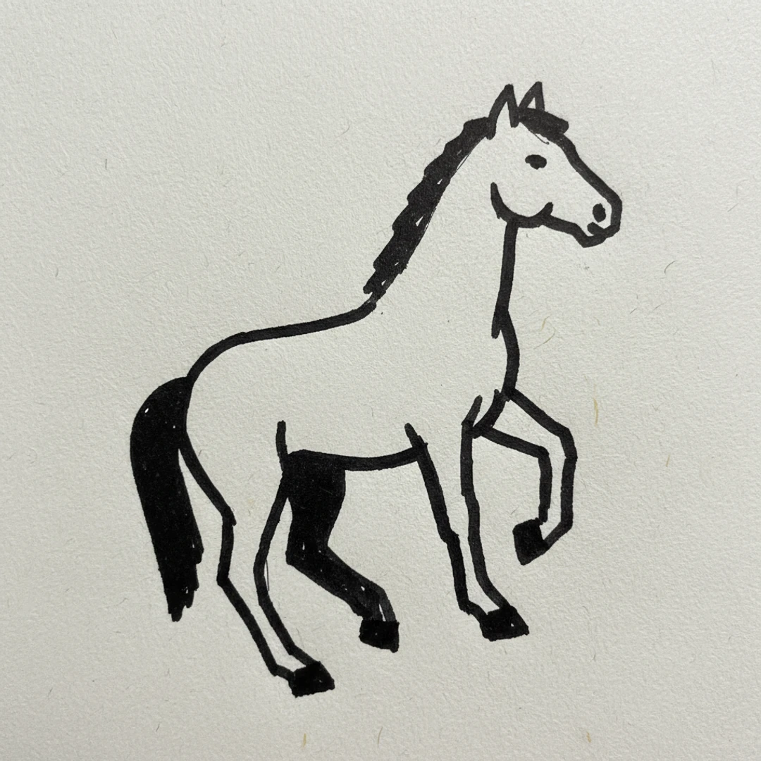 Horse with Marker Pen - easy marker drawing idea for animals