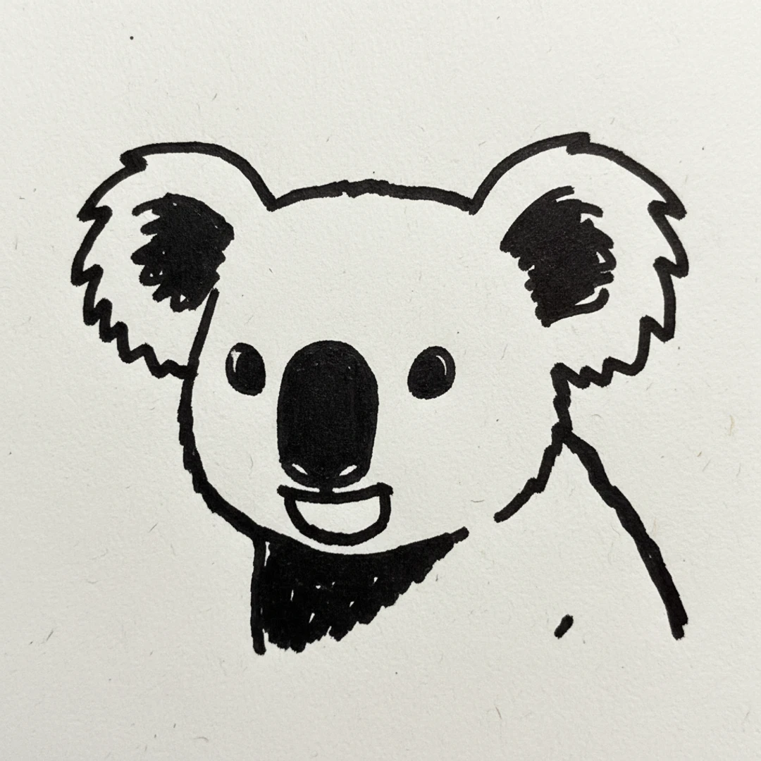 Koala with Marker Pen - easy marker drawing idea