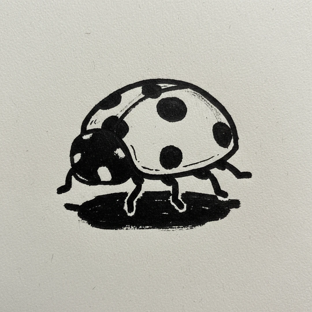 Ladybug with Marker Pen - easy marker drawing idea