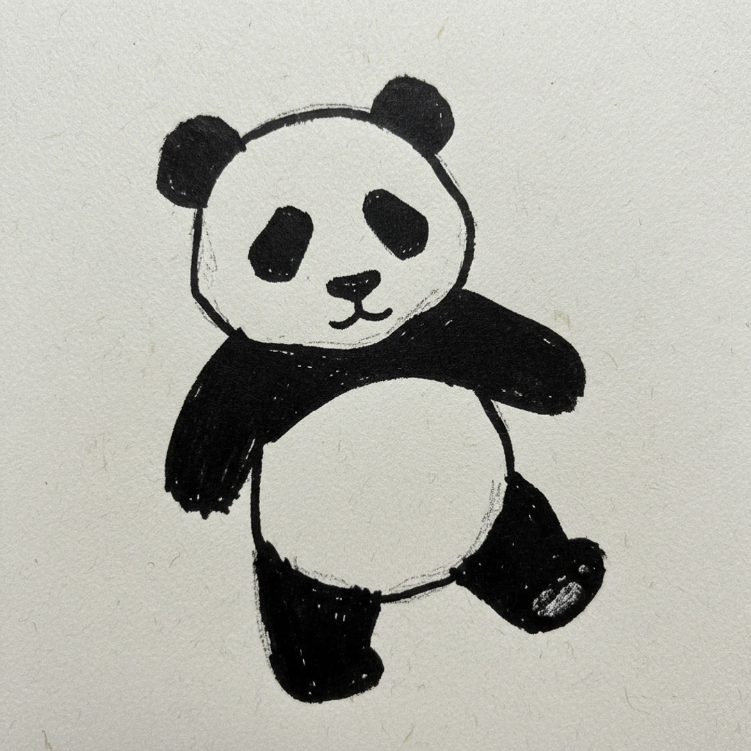 Panda with Marker Pen - easy marker drawing idea