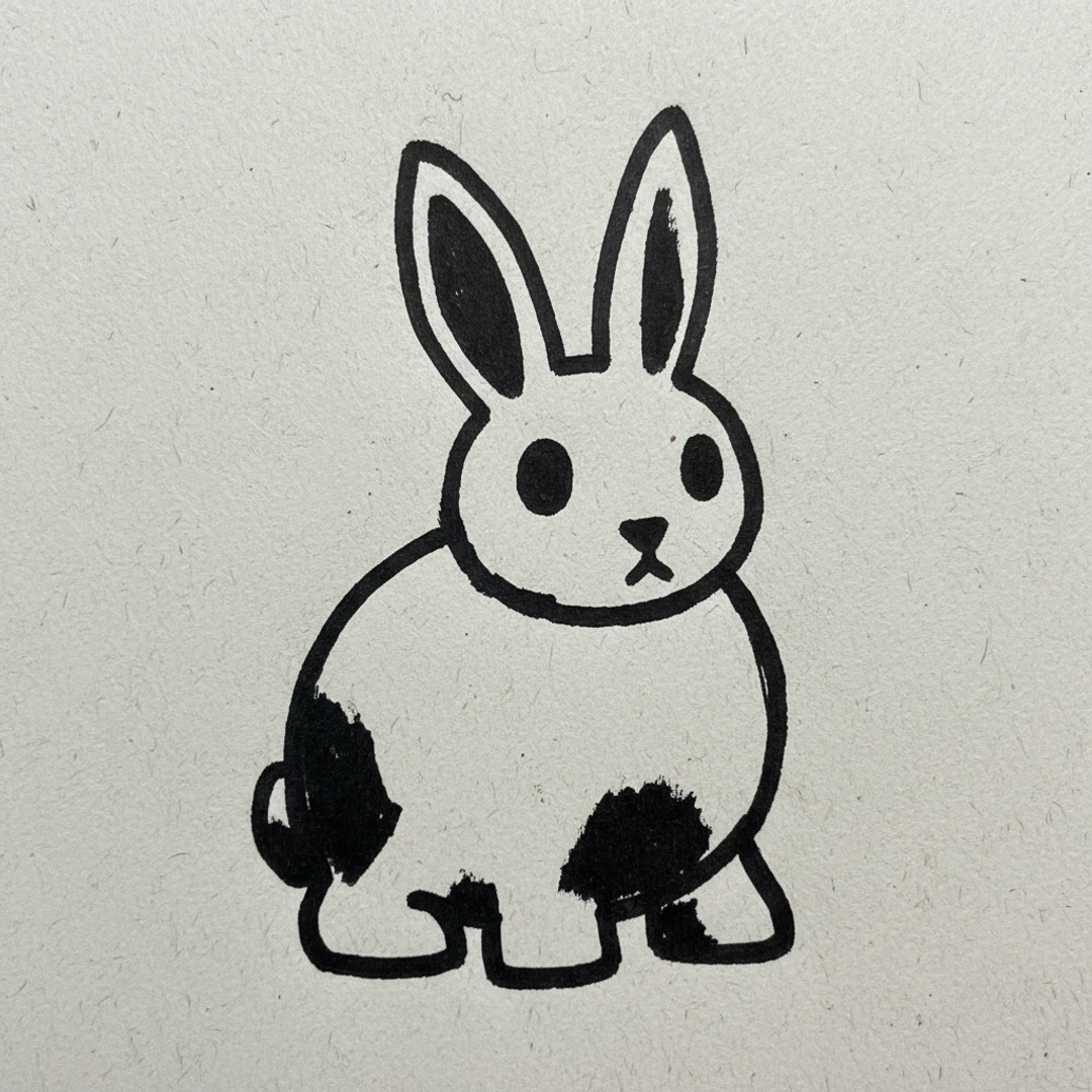 Rabbit with Marker Pen - easy marker drawing idea