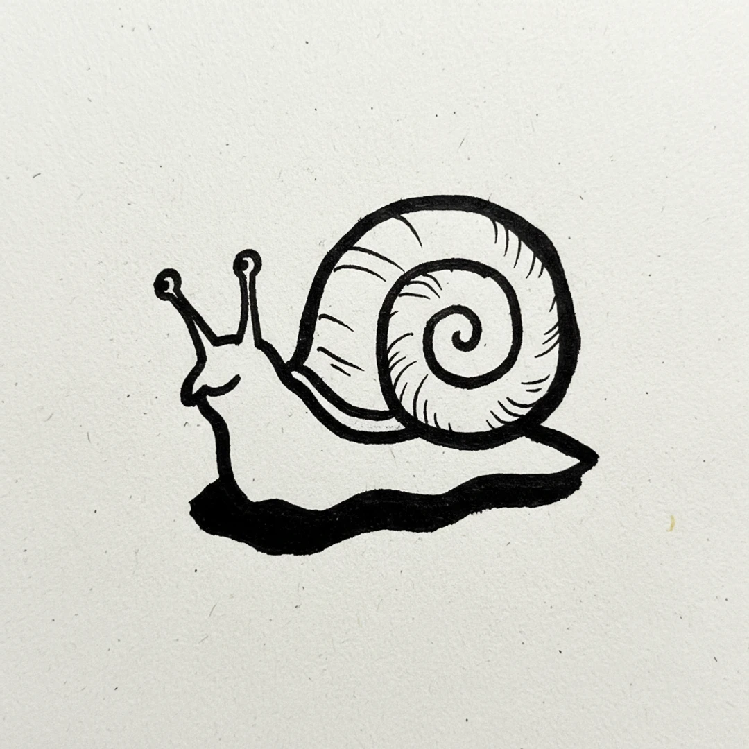 Snail with Marker Pen - easy marker drawing idea
