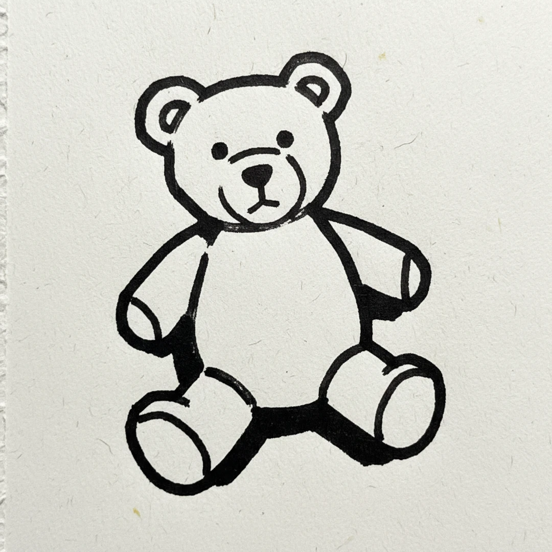 Teddy Bear with Marker Pen - easy marker drawing idea