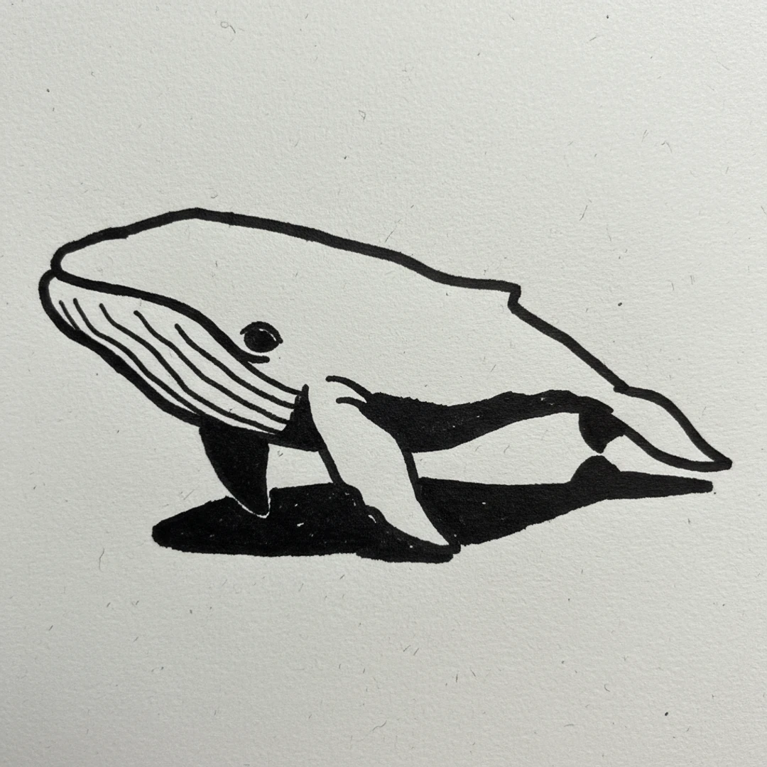 Whale with Marker Pen - easy marker drawing idea