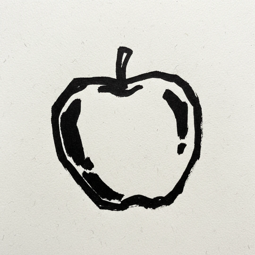 Apple with Marker Pen - easy marker drawing idea