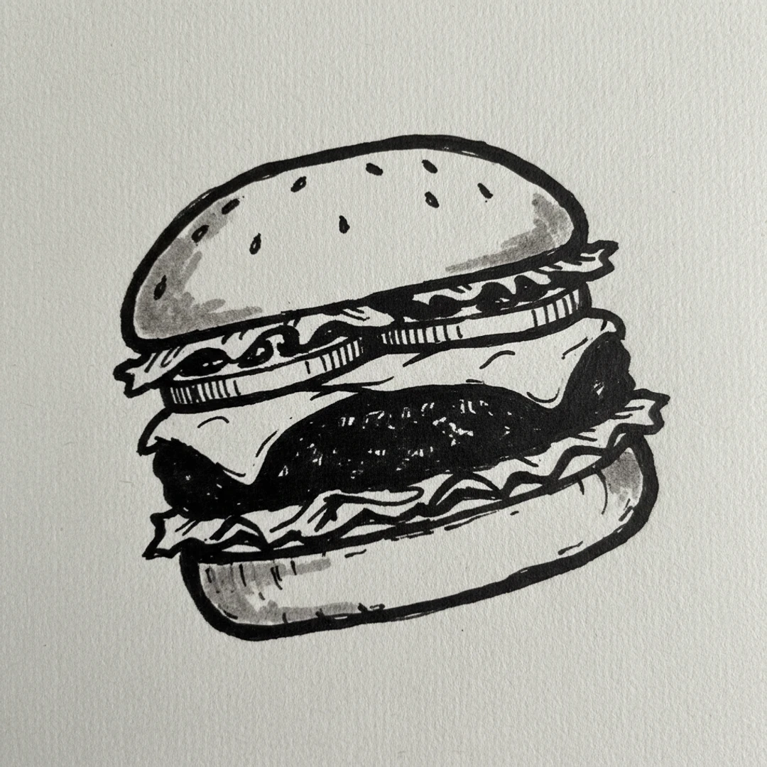 Burger - easy marker drawing idea