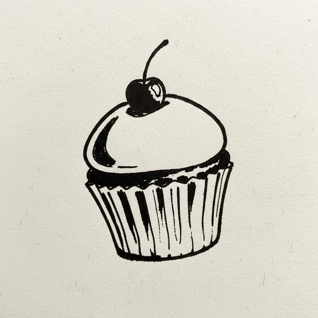 Cupcake with Marker Pen - easy marker drawing idea