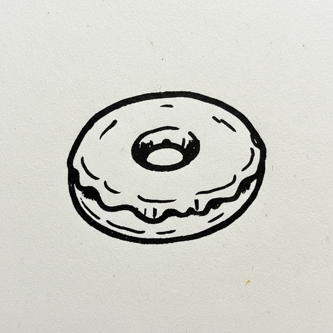 Donut with Marker Pen - easy marker drawing idea