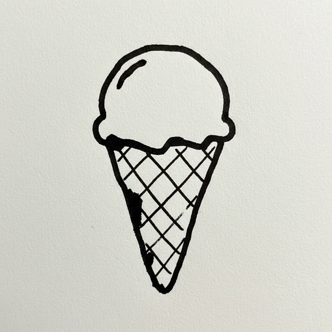 Ice Cream Cone with Marker Pen - easy marker drawing idea