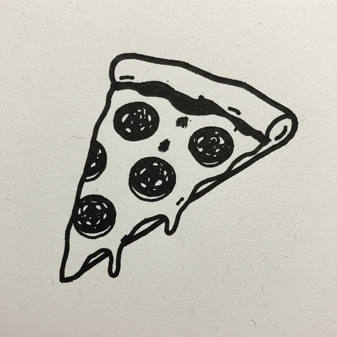 Pizza Slice with Marker Pen - easy marker drawing idea