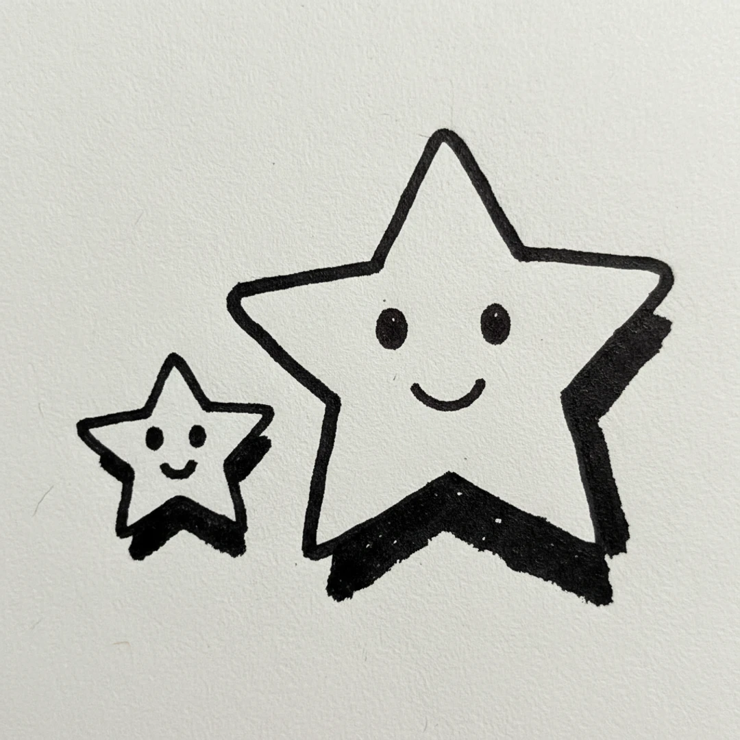 Baby Star and Mama Star - easy marker drawing idea