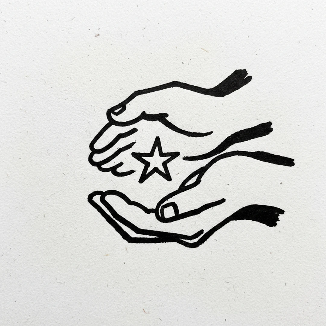 Hands Holding Star - medium marker drawing idea