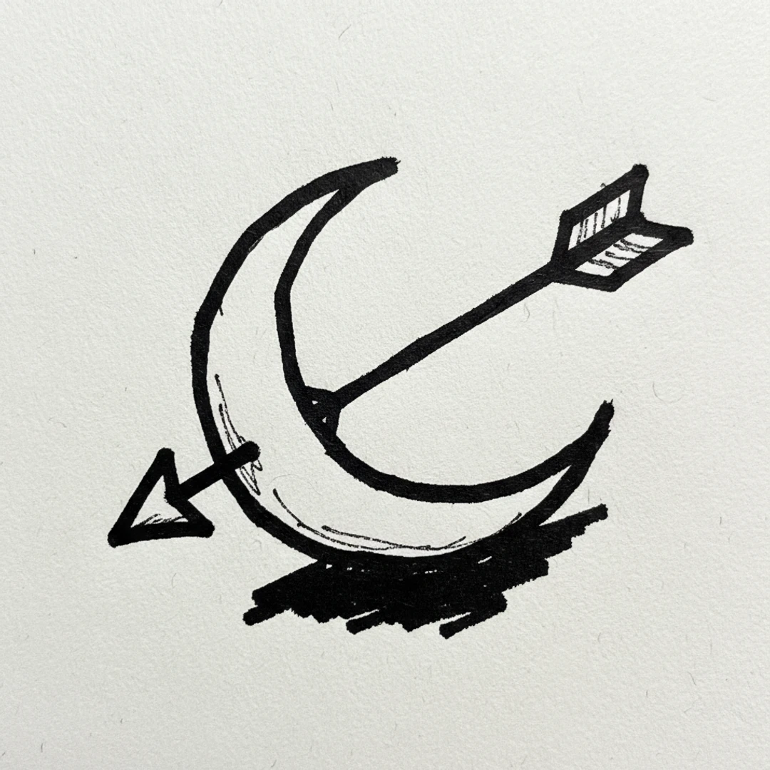 Moon and Arrow - easy sketch drawing idea