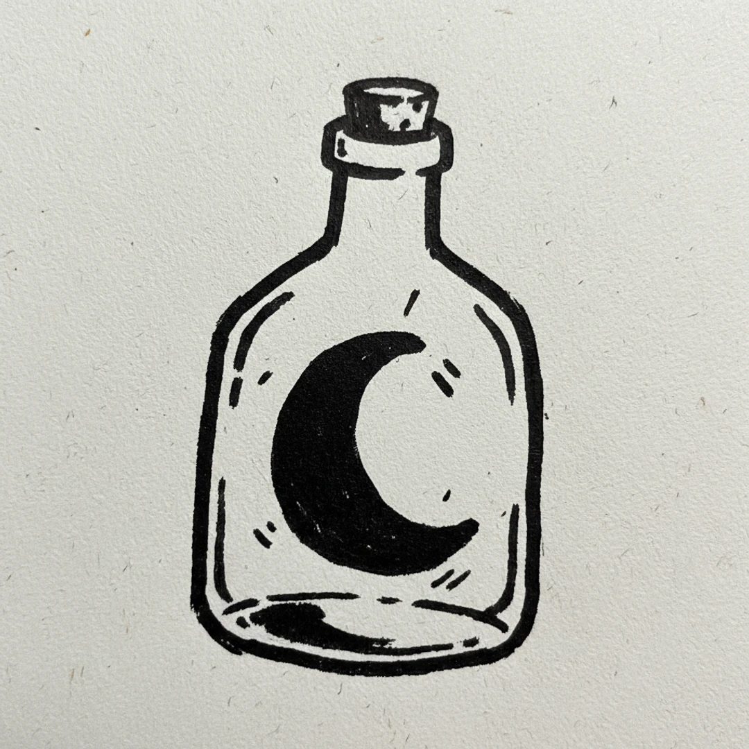 Moon in Bottle - easy sketch drawing idea for nature