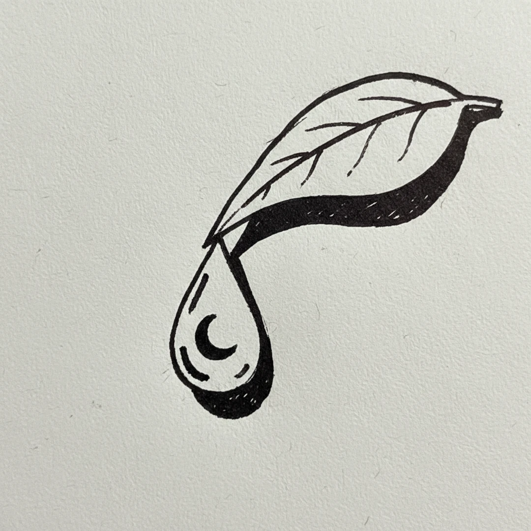 Moon in Dewdrop - easy sketch drawing idea for nature
