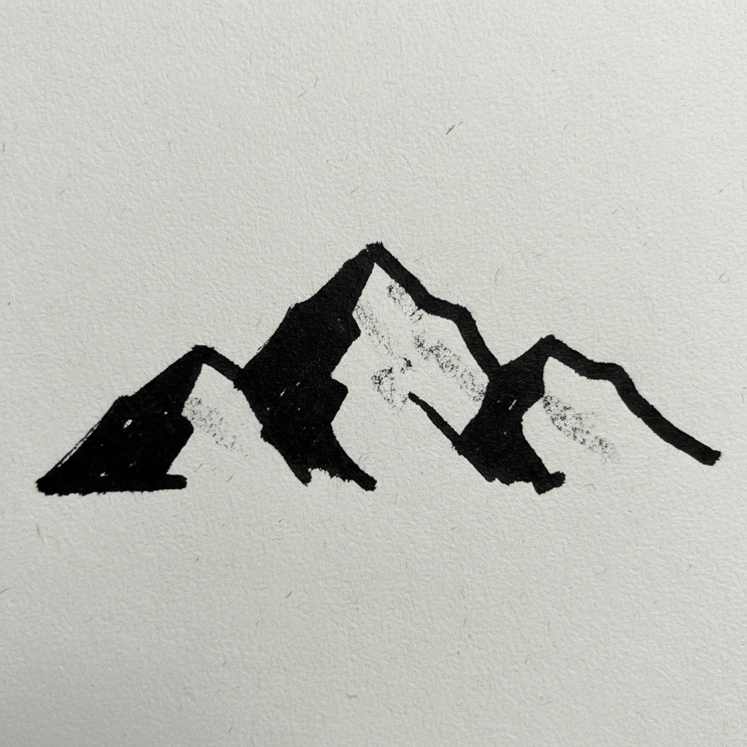 Mountain with Marker Pen - easy marker drawing idea