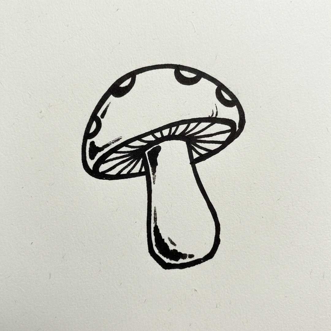 Mushroom with Marker Pen - easy marker drawing idea