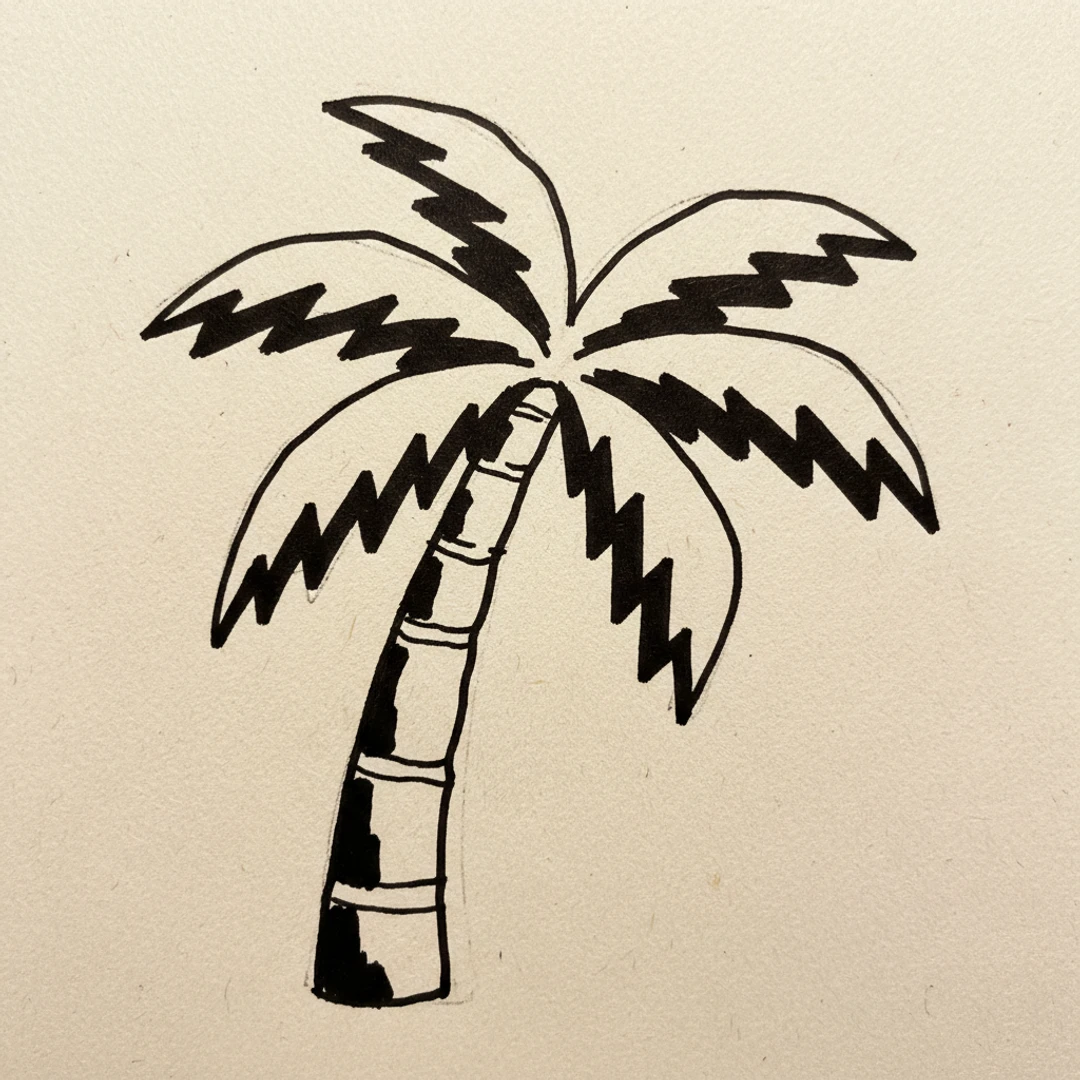 Palm Tree with Marker Pen - easy marker drawing idea