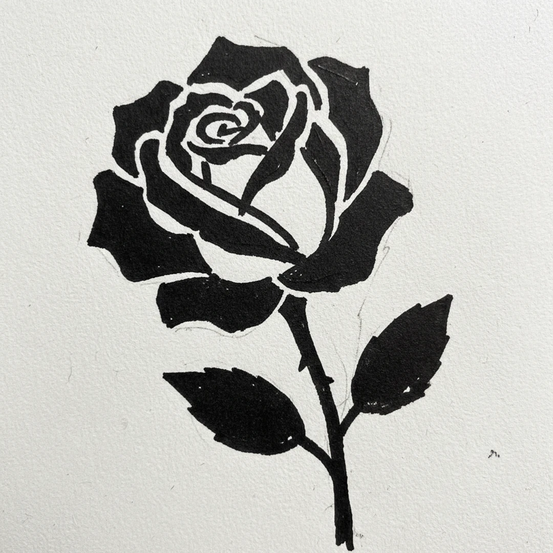 Rose with Marker Pen - easy marker drawing idea
