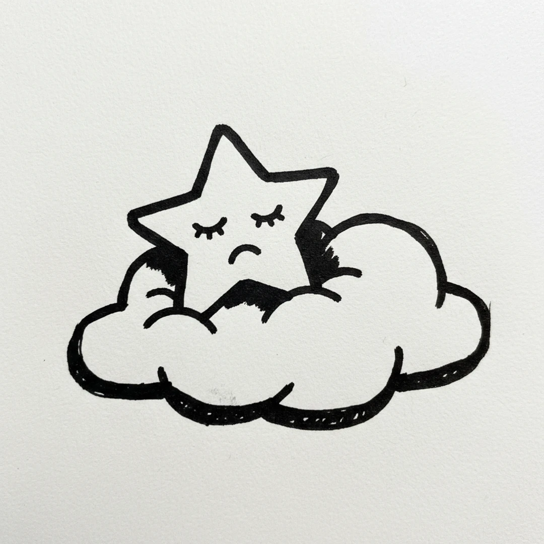 Sleepy Star on a Cloud - easy marker drawing idea