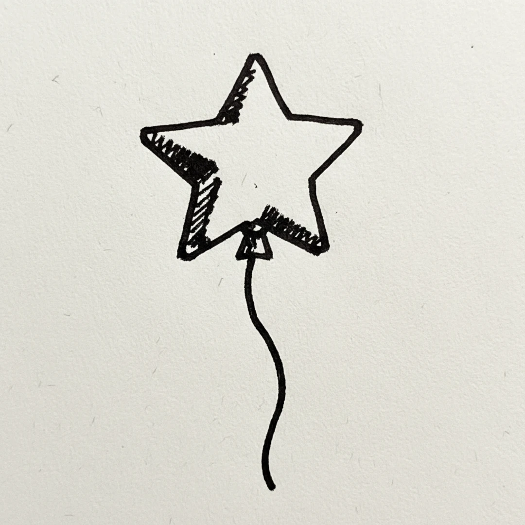 Star Balloon - easy marker drawing idea