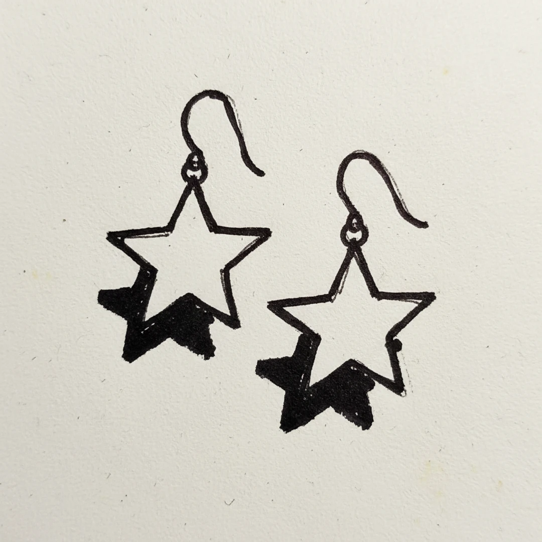 Star Earrings - easy marker drawing idea