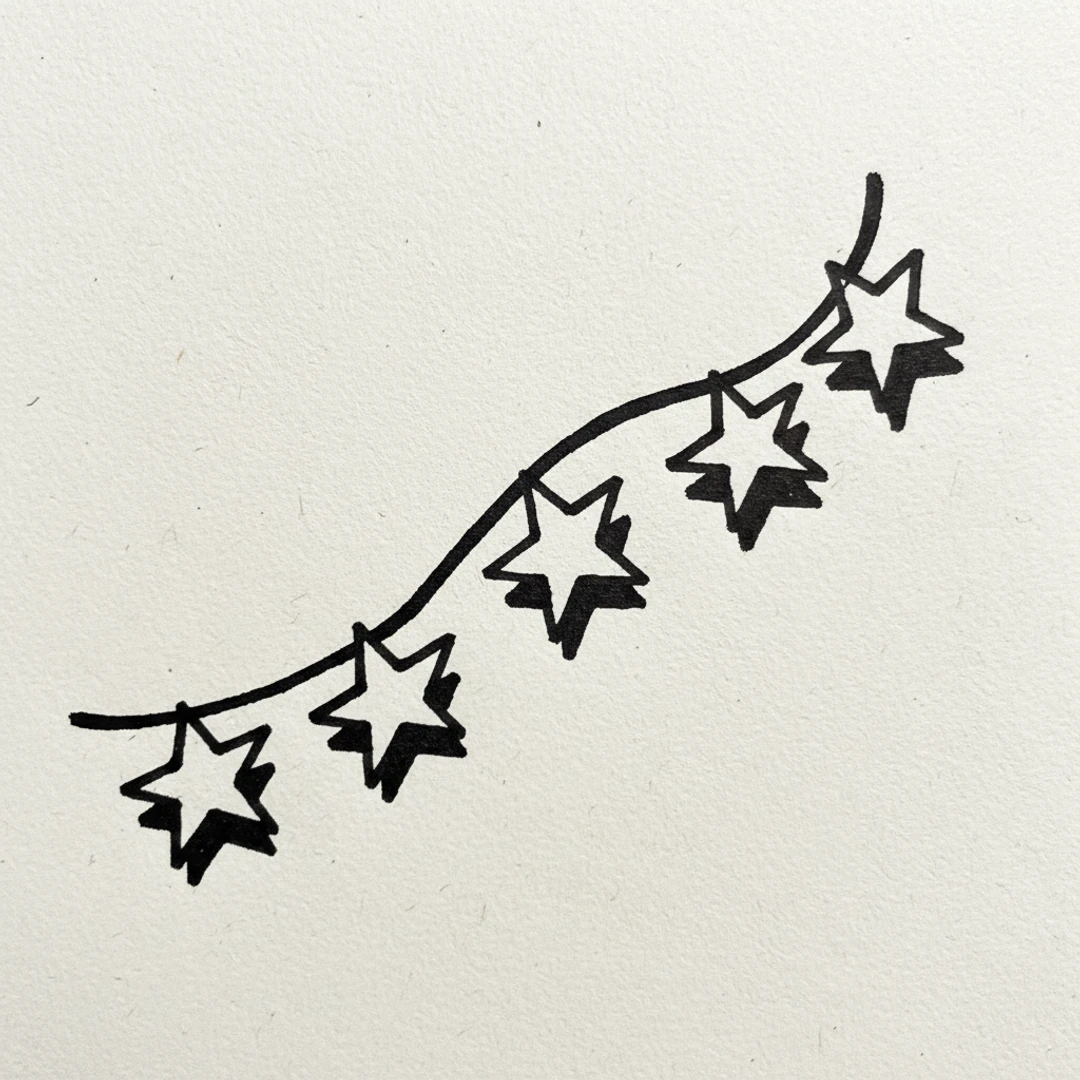 Star Garland - easy marker drawing idea