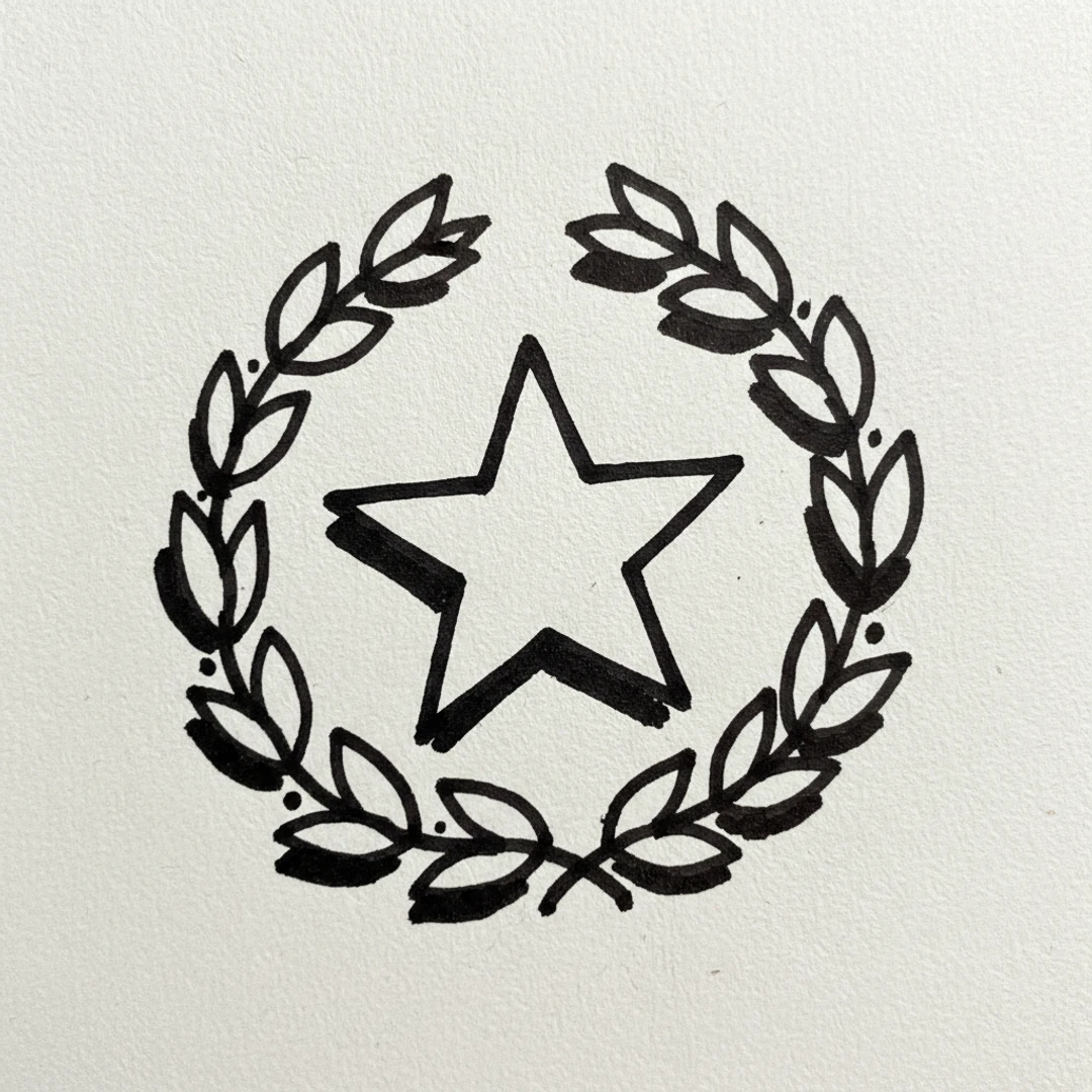 Star in Wreath - easy marker drawing idea