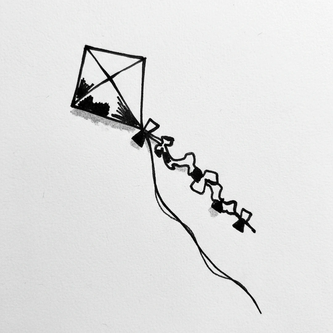 Star Kite - easy marker drawing idea