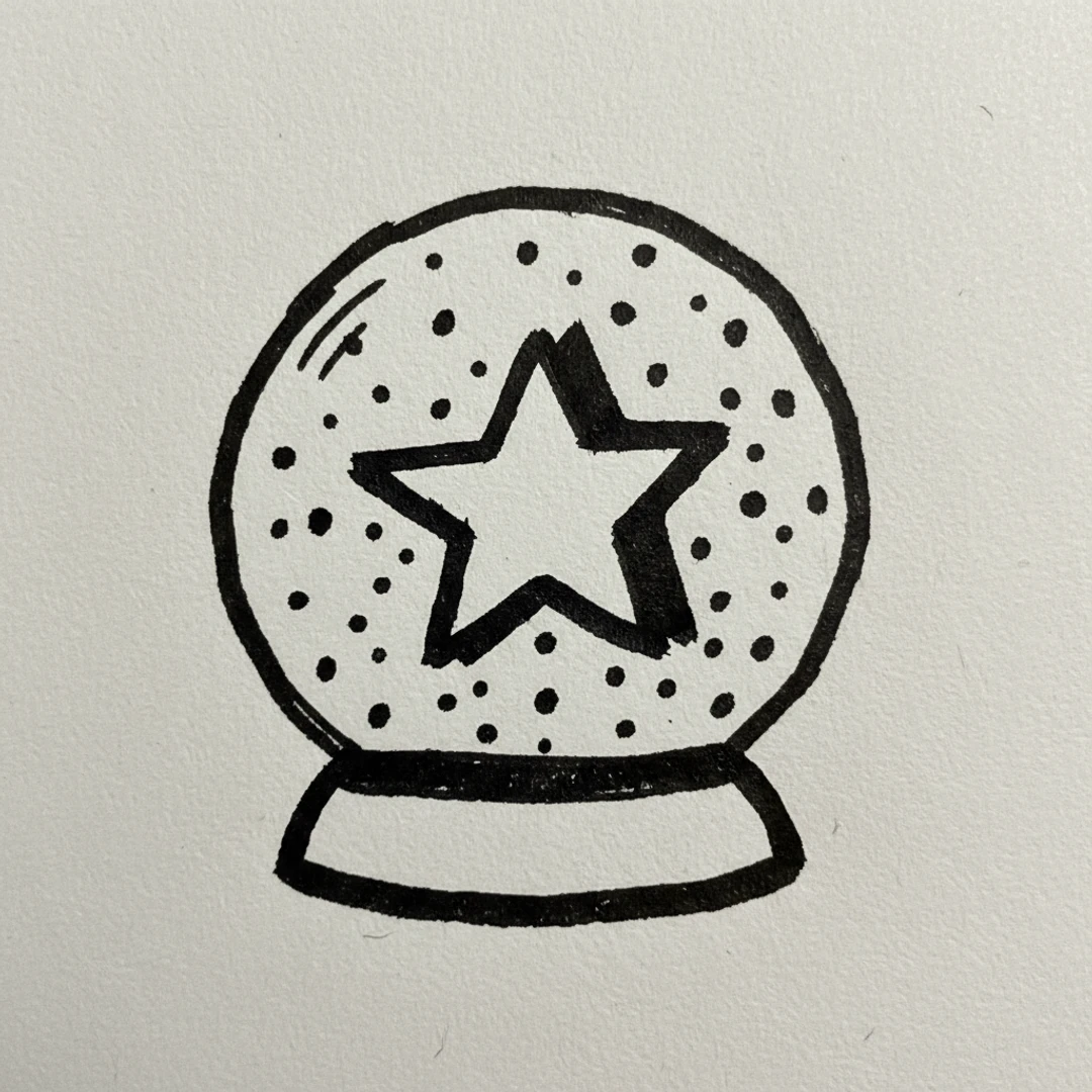 Star in Snow Globe - easy marker drawing idea