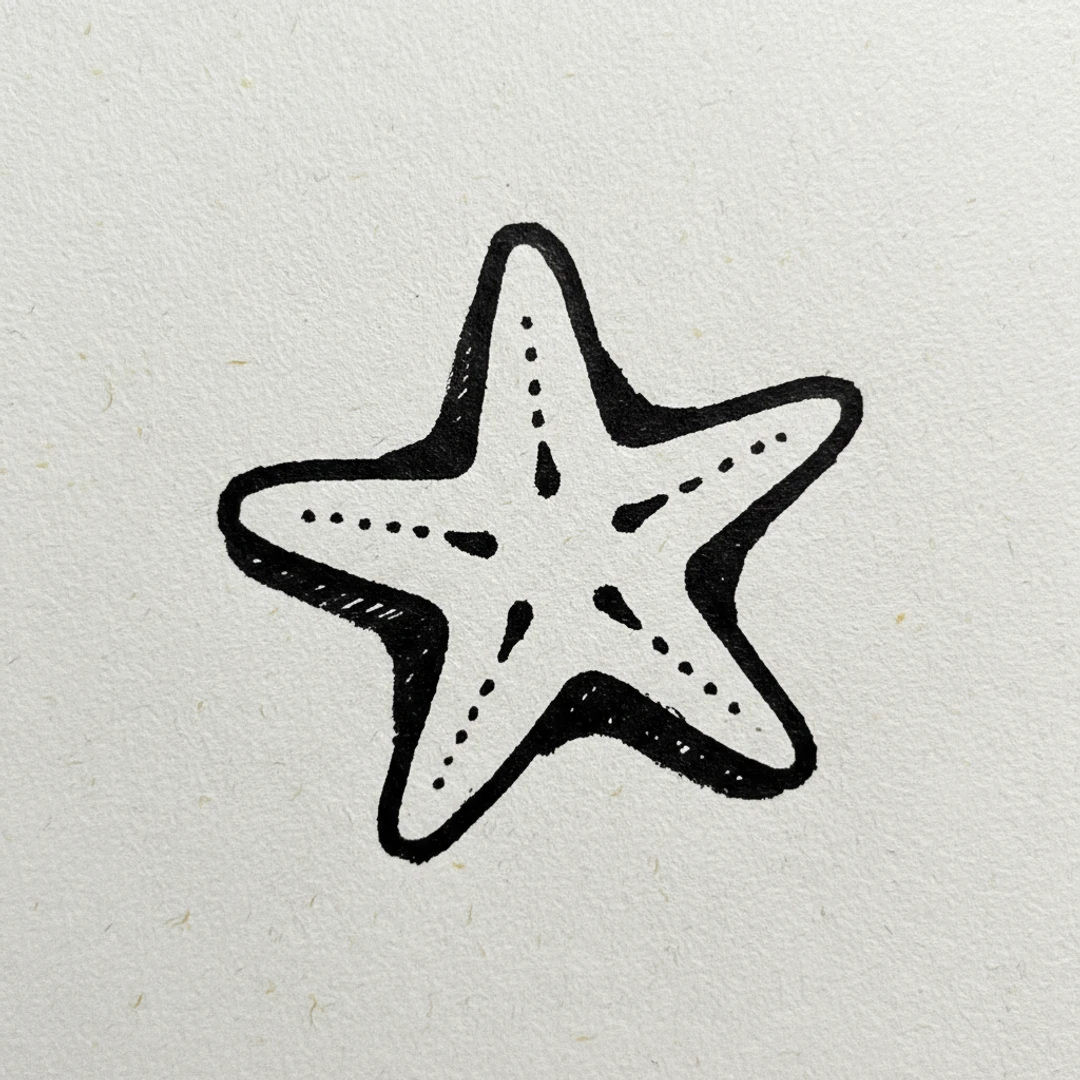 Starfish with Marker Pen - easy marker drawing idea