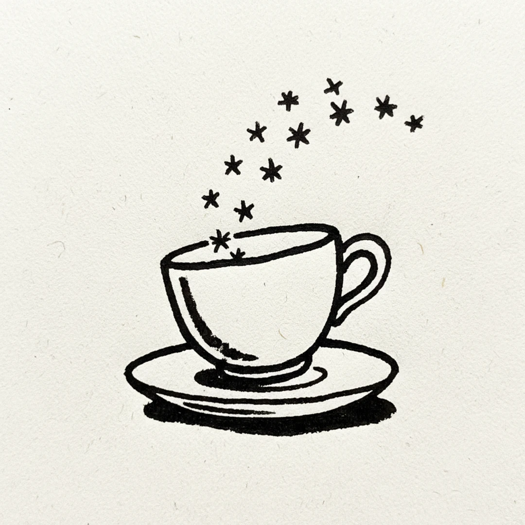 Stars in Teacup - easy marker drawing idea