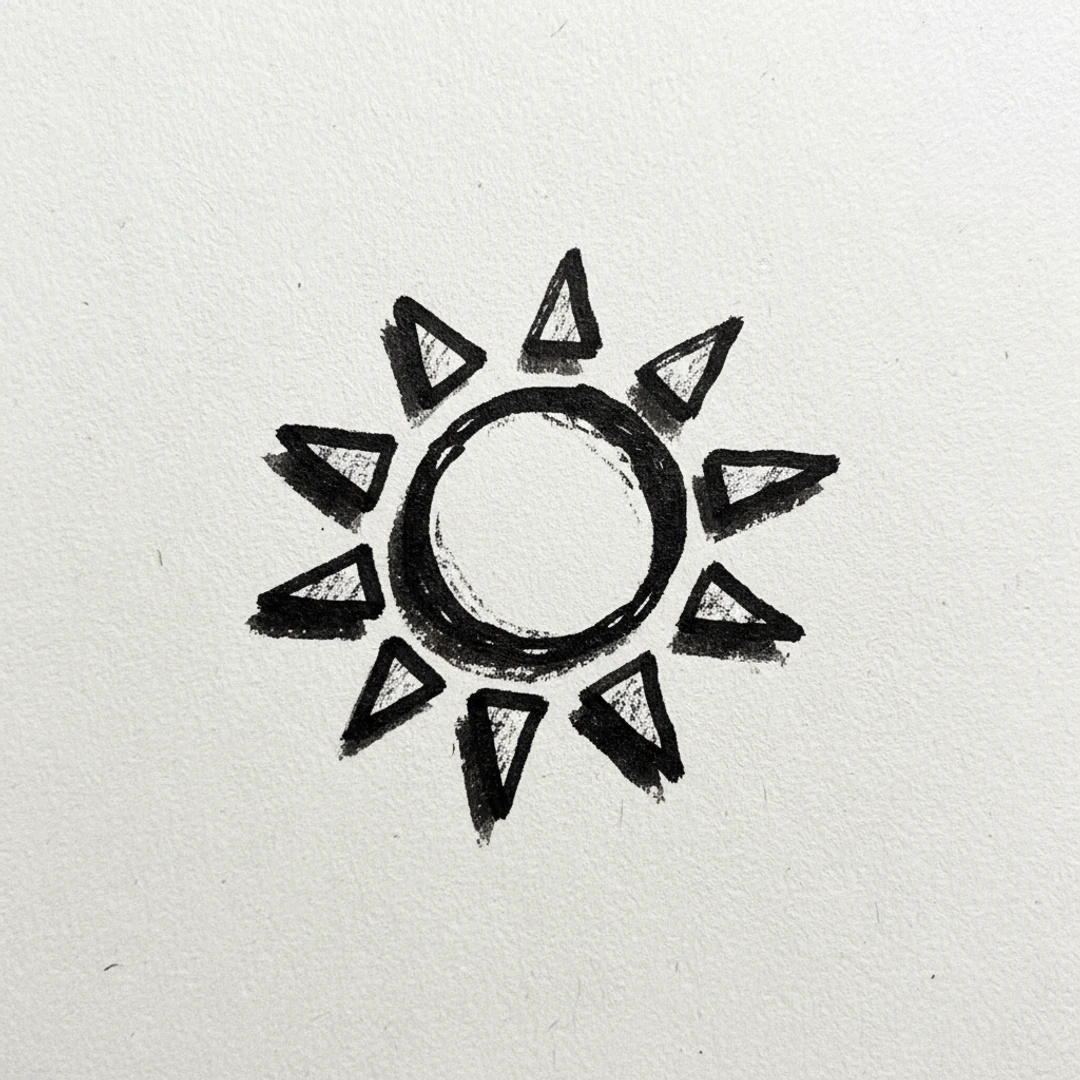 Sun with Marker Pen - easy marker drawing idea