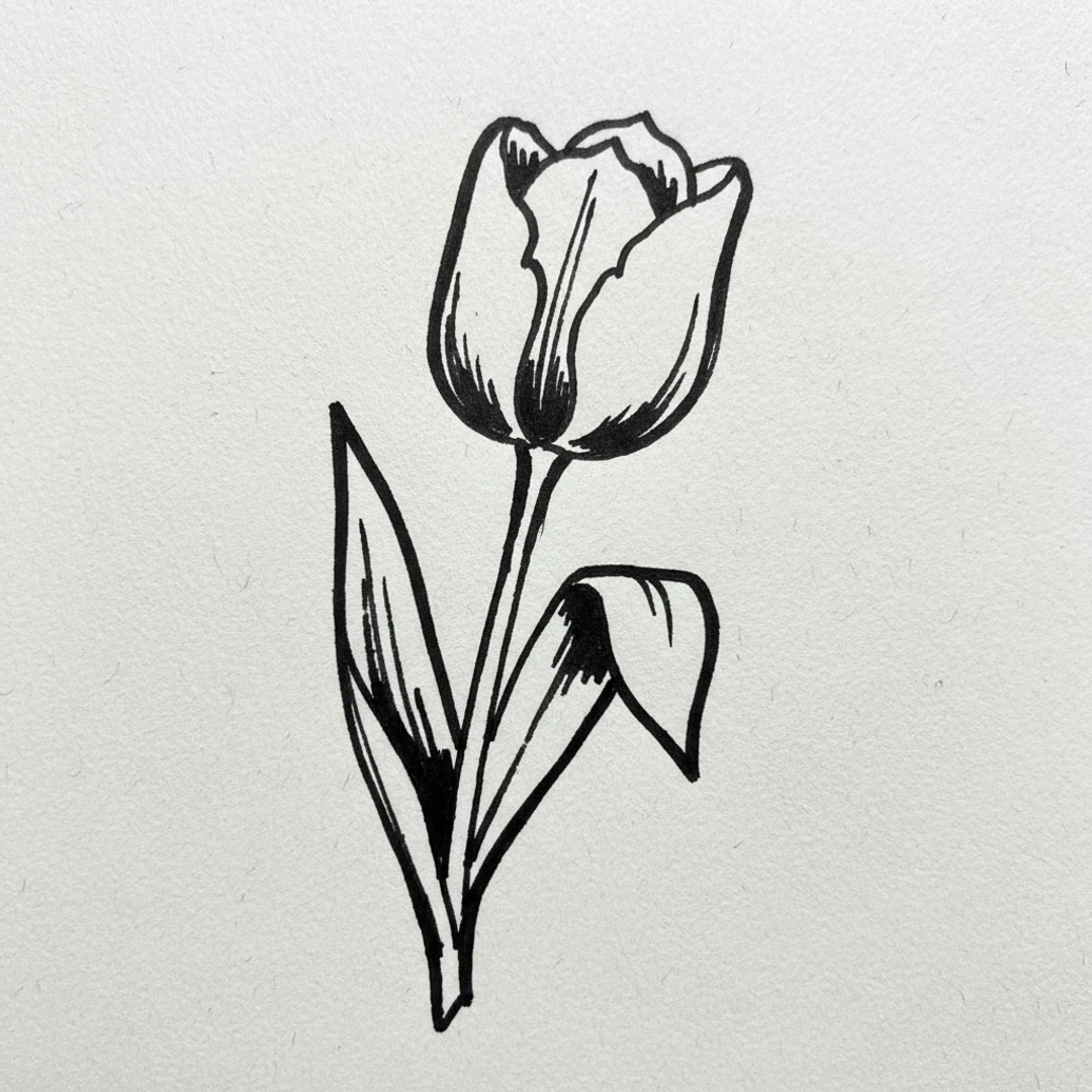 Tulip with Marker Pen - easy marker drawing idea