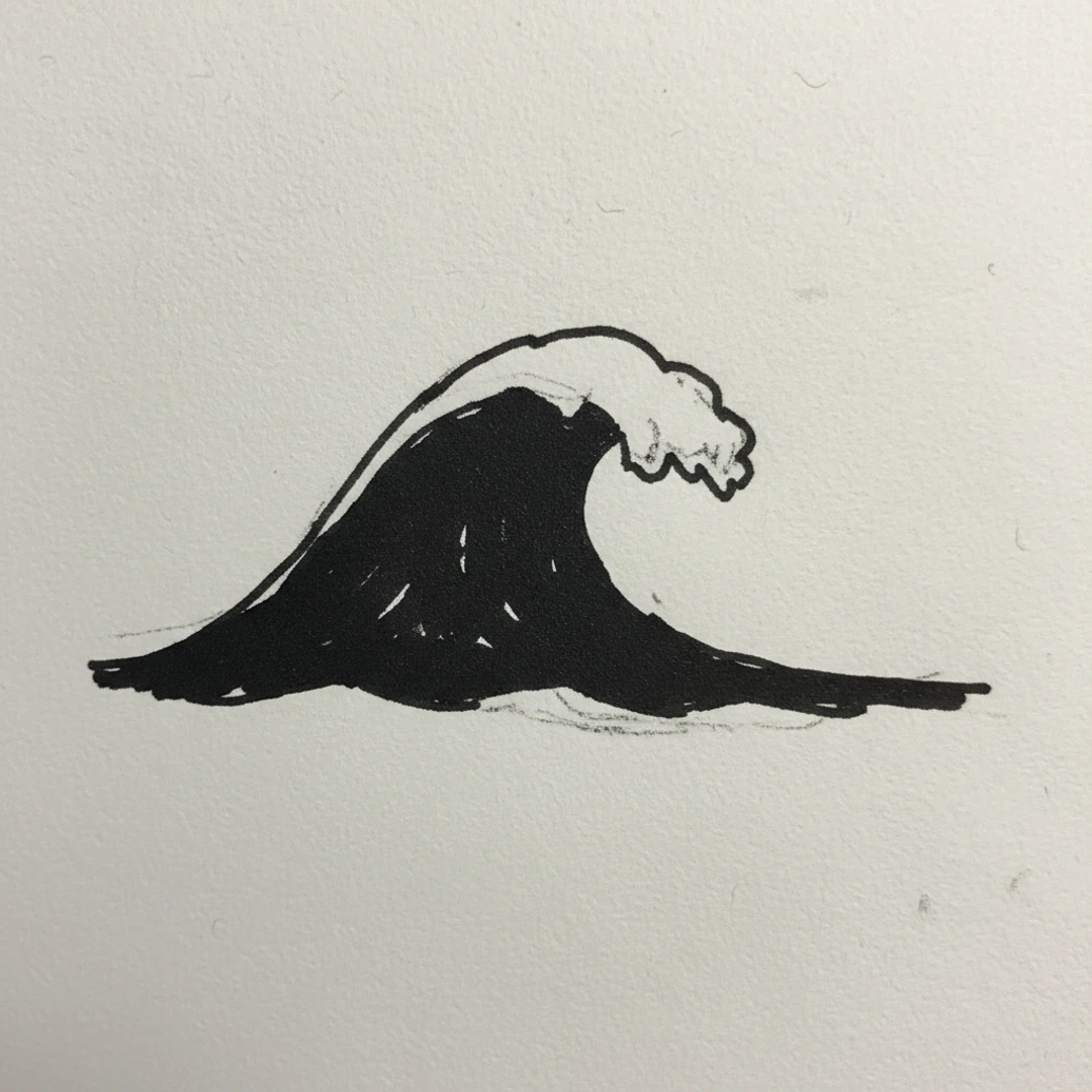 Wave with Marker Pen - easy marker drawing idea