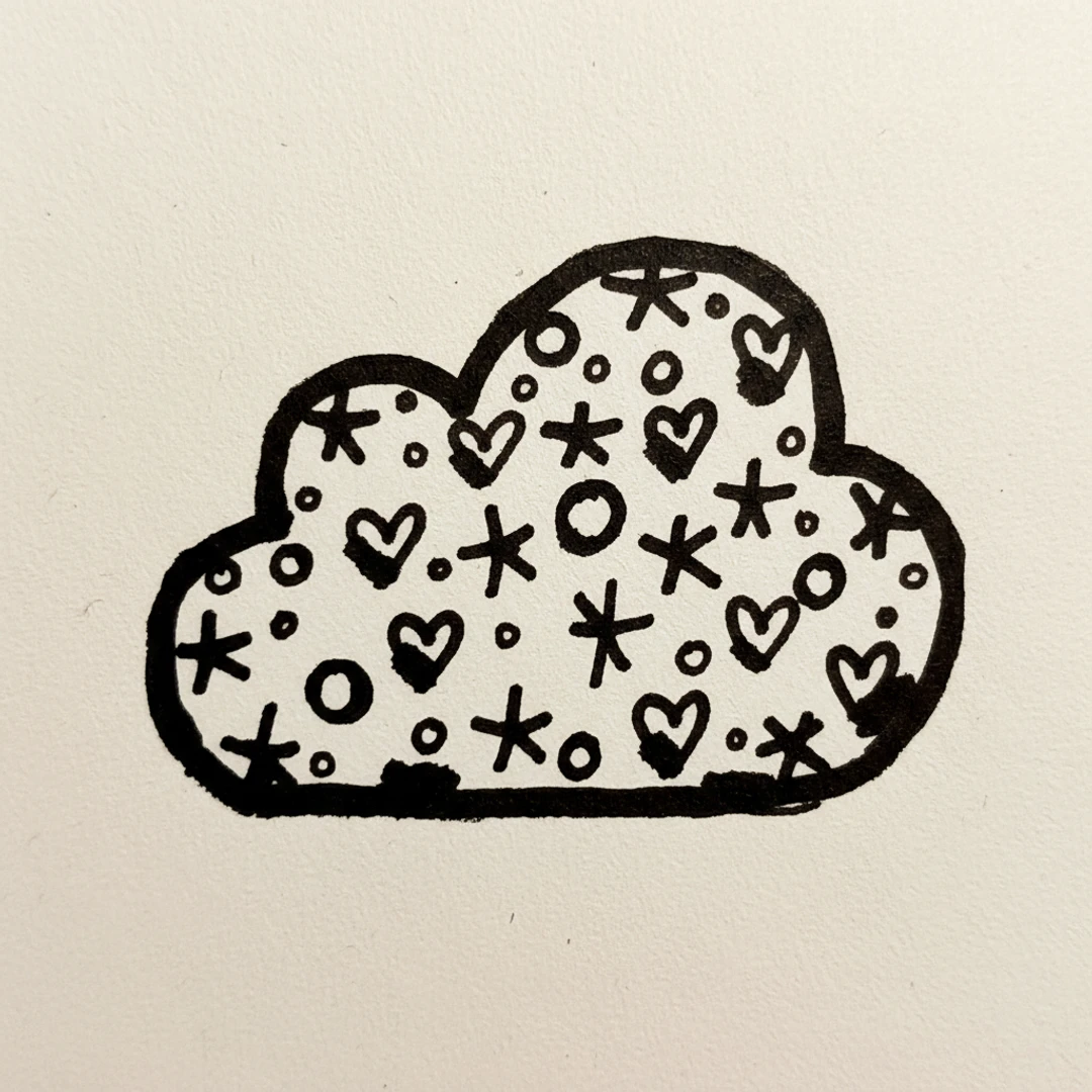 Cloud of Shapes with Marker Pen - easy marker drawing idea
