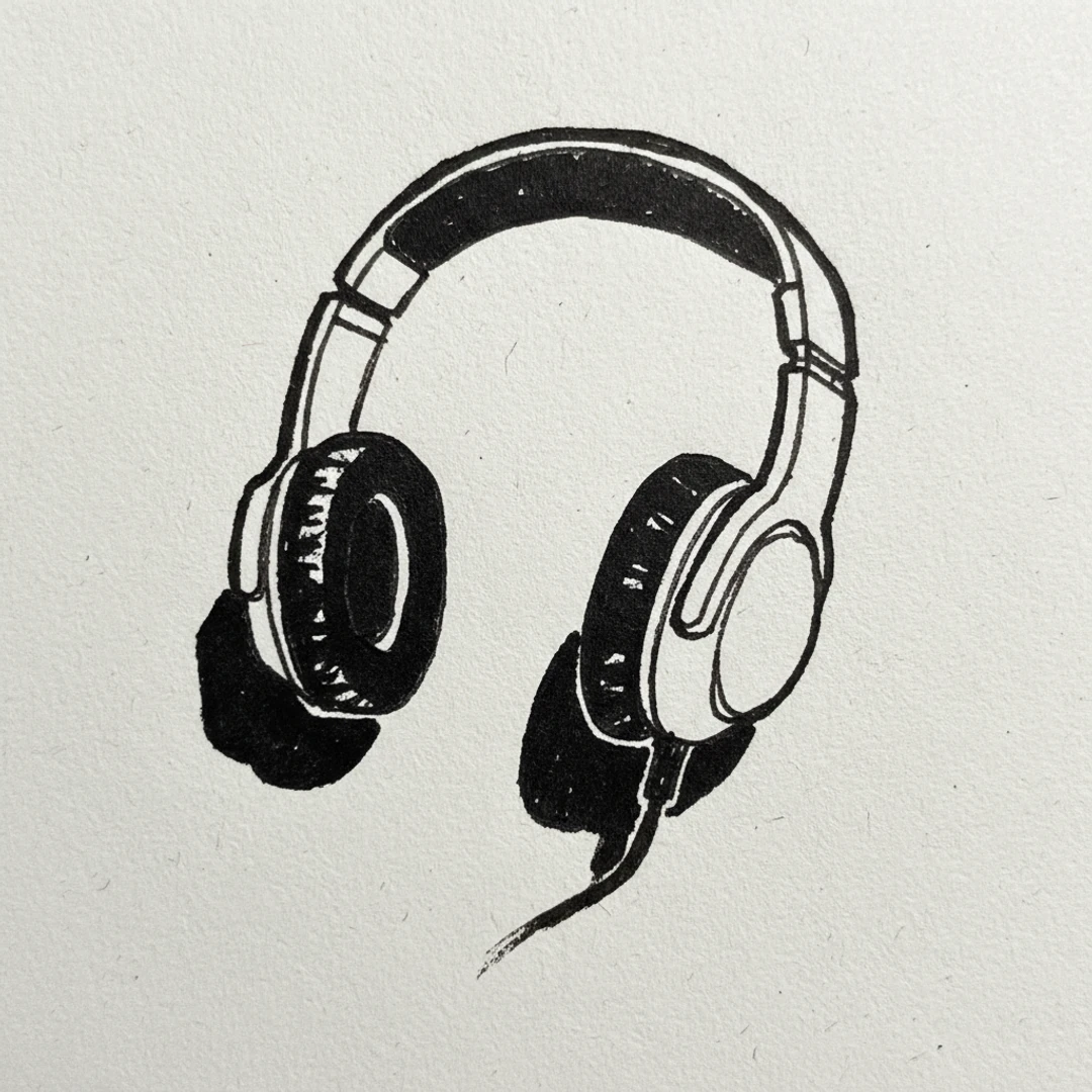 Headphones with Marker Pen - easy marker drawing idea