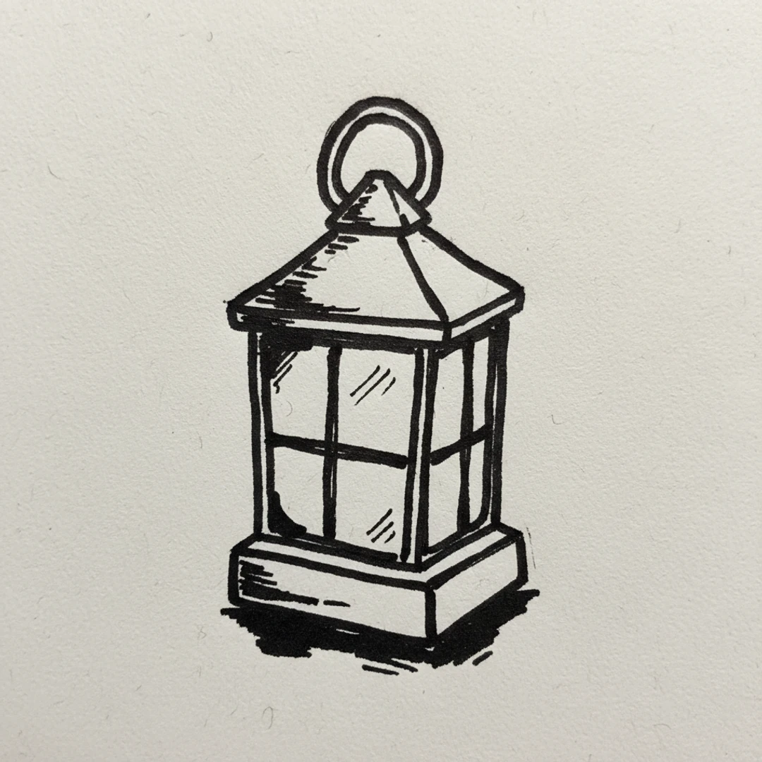 Lantern with Marker Pen - easy marker drawing idea