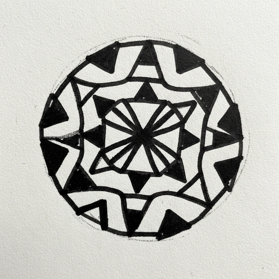 Mandala with Marker Pen - easy marker drawing idea