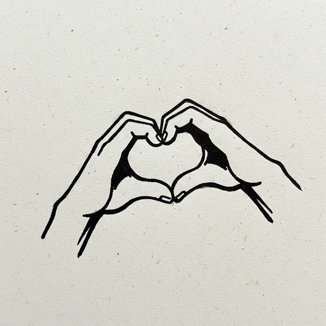 Heart Hands - easy marker drawing idea