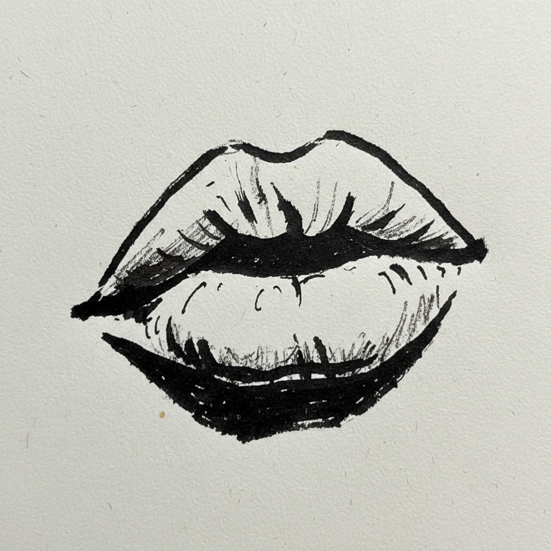 Lips - easy marker drawing idea