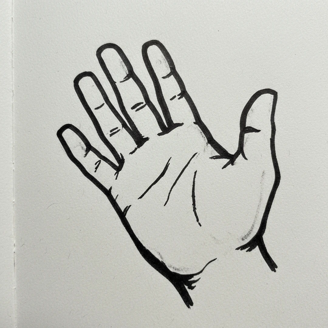 Open Palm - easy marker drawing idea