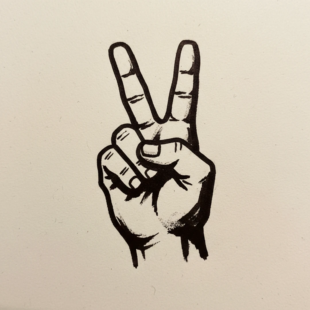 Peace Sign Hand - easy marker drawing idea