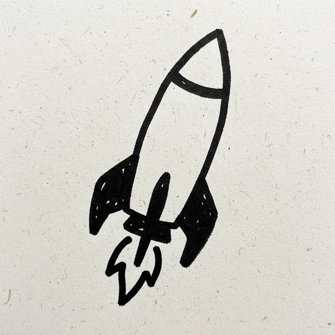 Rocket - easy marker drawing idea