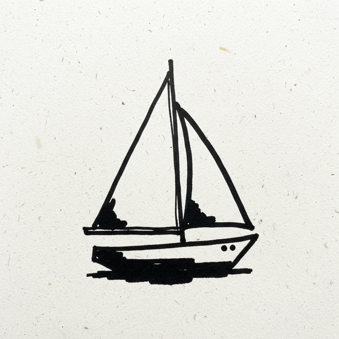 Sailboat - easy marker drawing idea