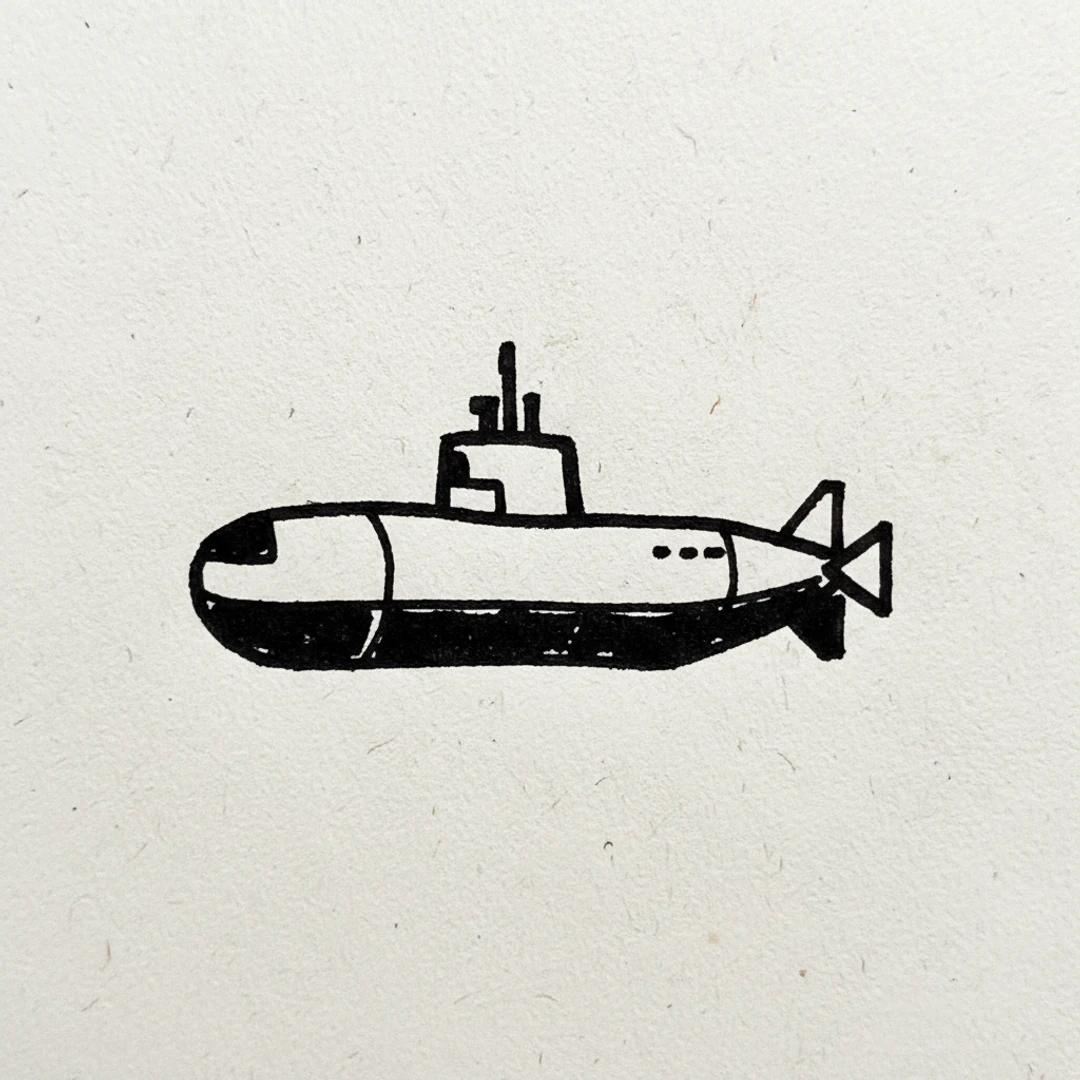 Submarine - easy marker drawing idea